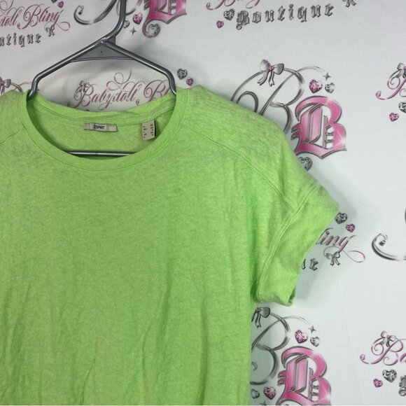 Esprit tshirt tee neon Lime Green Short Sleeve Tee comfy flowy - Picture 4 of 7